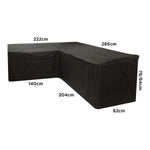 Woodside Black L Shape Outdoor Dining Waterproof Patio Set Cover Rattan