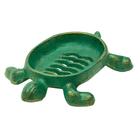 Woodside Decorative Tortoise/Turtle Shaped Cast Iron Soap Dish Holder Tray, Antique/Rustic