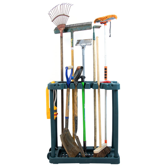 Woodside Garden Tool Holder Storage Rack Trolley with Wheels for Sheds/Garages