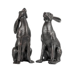 Woodside Large Pair of Moon Gazing Hares Garden Ornament Bronze Effect Resin Decorative Sculpture 38cm
