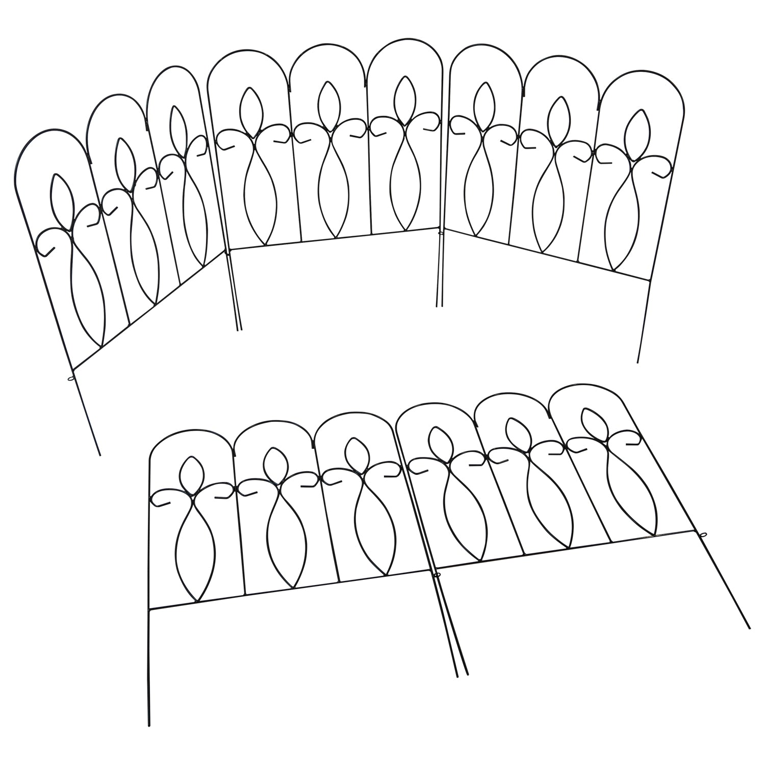 Woodside Felbrigg Metal Garden Border Edging, Outdoor Lawn Fencing, 3m Total Length, Pack of 5