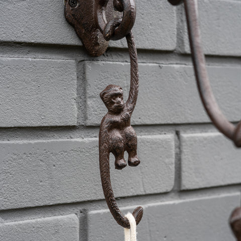 Woodside Cast Iron Decorative Indoor/Outdoor Garden Monkey Bird Feeder S Hooks Pack of 2