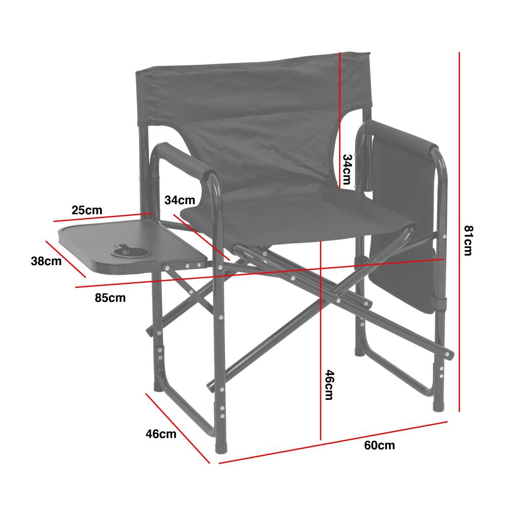 Andes Aluminium Folding Camping/Garden/Fishing Directors Chair with Side Table